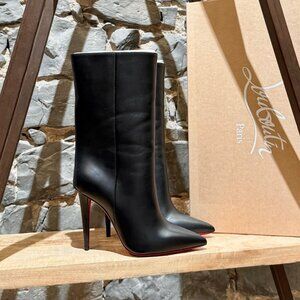 Christian Louboutin Astrilarge 100 Booty Black Leather Heeled Boots